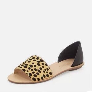 Loeffler Randall Sawyer Leopard Print Calf Hair Flat Sandals